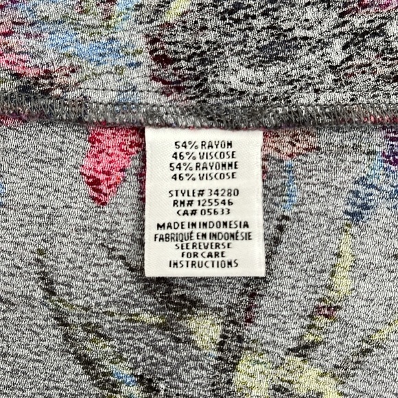 EUC Habitat dark grey shirt dress w lg red pink floral print 1/2 button front - Picture 12 of 13